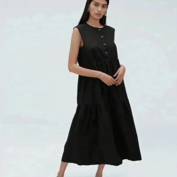 Everlane The Tiered Midi Dress (Black/Size L) - Picture 5 of 5